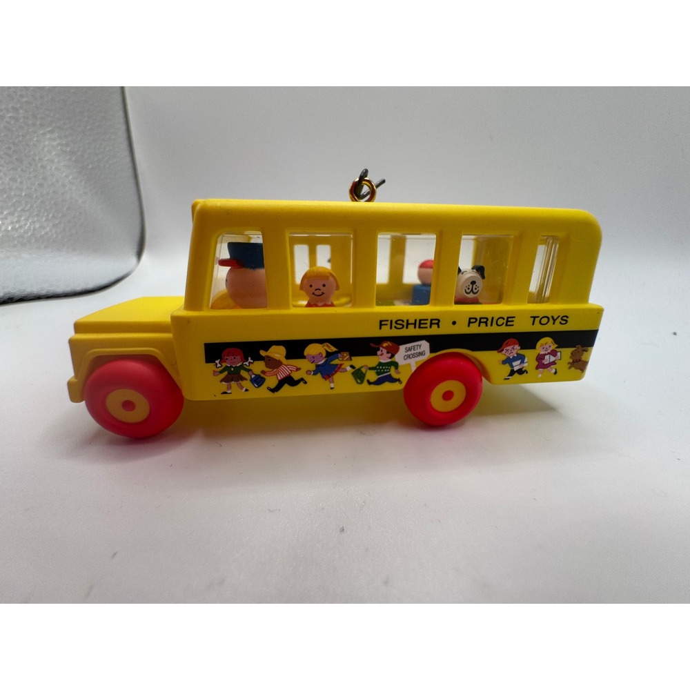 Fisher Price Yellow School Bus Ornament Vintage Toy Christmas‎ Tree Decor#342